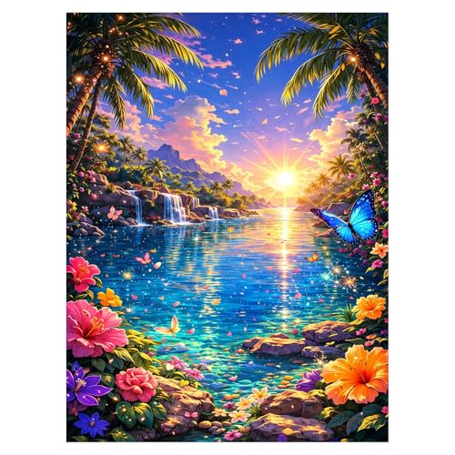 Diamond Art Kits for Adults Beginners Landscape 12x16 IN, DIY Craft Gift | Fantastic Landscape Diamond Painting Kits for Adults, Stress Relief, Home Wall Decor, Lake 5D Full Round Drill Gem Art - color: DP-US13