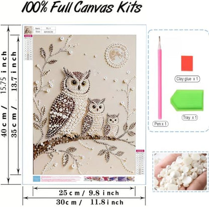Owls Pearl Diamond Painting Kits for Adults,3D Special Shape Diamond Art - color: PL11-1