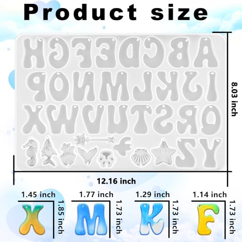 Resin Alphabet Molds with Hole, Uppercase Letters Crafting Molds - color: 1PCS Ocean Alphabet Molds with Hole