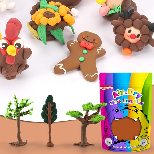 ifergoo 100g Brown Air Dry Clay, 3.5oz DIY Creative Modeling Clay for Kids | Refill Foam Magic Clay for School Art & Craft Project, Slime Supplies, Ultra-light & Soft, Gift for Age 3-12 Boys & Girls - color: Brown/100g