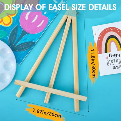 ESRICH 11.8in Wood Easels, Tabletop Painting Display Easels | Painting Party Easel, Kids Student Tabletop Easels for Painting, Portable Canvas Photo Picture Sign Holder（4 Pack ） - style: 11.8''-4PK