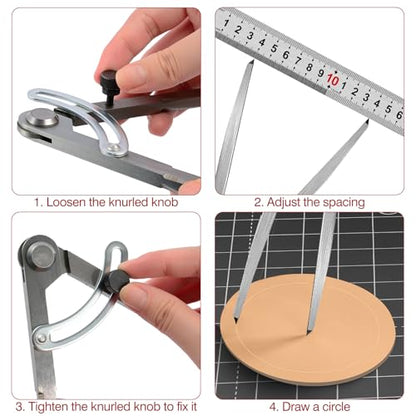 8 inch Metal Compass Scribe, Alloy Professional Woodworking Compass with Wing | Metal Divider, Compass Geometry Tool, Metal Leather Work Scribe Tool Woodworking Drafting Carpenter Compass for Geometry - size: 8 inch without pencil holder