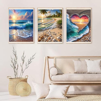 6 Pack Diamond Art Kits for Adults, Beach Diamond Painting Kits 12x16 inch - color: 6 Pack Beach, size: 11.8x15.7in(30x40cm)