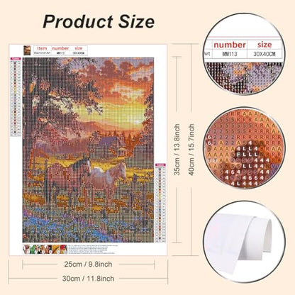 WSLWXSHM Diamond Painting Kits for Adults Horse, Round Full Drill Diamond Art Kits, 5D DIY Paint with Diamonds Crafts for Home Wall Decoration Gifts 12×16Inch, Animal