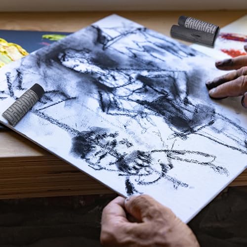 24 Pcs Compressed Charcoal Sticks and 4 Pcs Vine Charcoal Sticks, 18-20 MM Jumbo Vine Charcoal Pencils