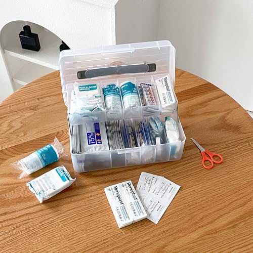 Bandage Organizer, 2 Pack | With Lid and Handle, Plastic Storage Container, For First-Aid Supplies, Holds Strips, Wraps, Swabs - size: 2 Pack