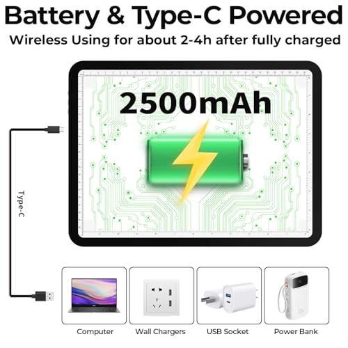 Zocelight Rechargeable A4 Light Pad with Built-in Stand & Bag,Super Bright Magnetic Light Box For Tracing,Wireless Diamond Art Light Board with Side Buttons, Light Table for Diamond Painting,Sketching - size: A4 with Stand & Bag