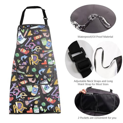 MBMSO Painting Artist Apron with Pockets Artist Painter Gifts Art Lover Gift for Art Teacher Student Painter Apron Waterproof - color: Love Art A-black6