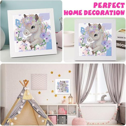 Horse Diamond Art Painting Kits for Kids with Frame Ages 4-8-12 (7x7 inch) - color: CC298