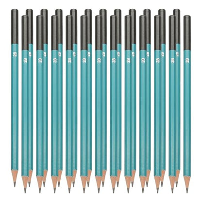 PATIKIL 2B Drawing Pencils for Sketching, 24PCS Sketch Pencils for Drawing Art Pencils Graphite Wood Pre-sharpened for Drawing Sketching Artist, Hexagonal, Black Refill, Green/Black Pole - style: 2B