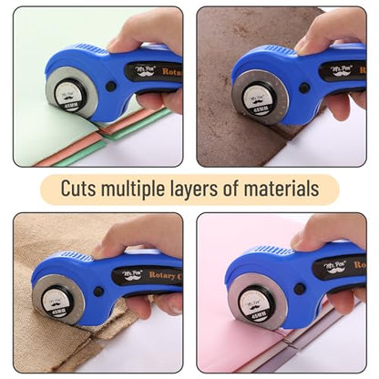Mr. Pen- Rotary Cutter for Fabric with 1 Extra Blade, 45mm | Fabric Cutter Wheel, Fabric Rotary Cutter, Rotary Fabric Cutter, Sewing Rotary Cutter, Rotary Cutting Tool, Blue/Black - color: Blue