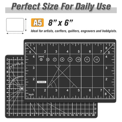 DIYSELF 8in×6in Cutting Mat, A5 Self Healing Cutting Mat, Craft Mat - color: Black, size: 8"L x 6"W