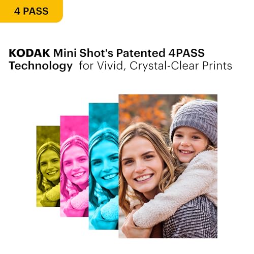 KODAK Mini 2 Retro 4PASS Portable Photo Printer (2.1x3.4 inches) + 8 Sheets, Black - color: Black, size: Printer + 8 Sheets