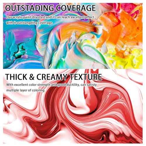 SNOWSUN Heavy Body Acrylic Paint, 1L (40oz) Bulk Cadmium Red - Non Toxic Artist Grade Thick Paint for Canvas, Wood, Ceramic & Crafts - color: red