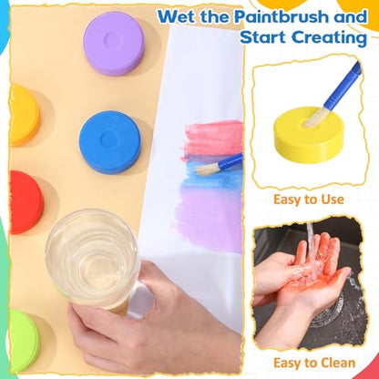 Nuanchu 1 Sets 18 Pcs Tempera Paint Cakes with Tray 18 Colors