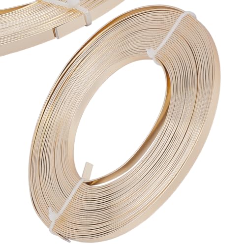 Beebeecraft 32.8 Feet 5mm Aluminum Craft Wire, Light Gold Color Bendable Flat Jewelry Wire for Bezel Frame Jewelry Making Wrapping Sculpture DIY Crafts - color: Light Gold