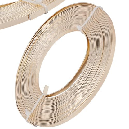 Beebeecraft 32.8 Feet 5mm Aluminum Craft Wire, Light Gold Color Bendable Flat Jewelry Wire for Bezel Frame Jewelry Making Wrapping Sculpture DIY Crafts - color: Light Gold