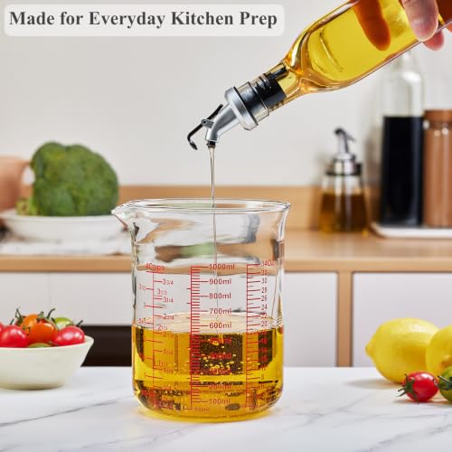 Ackers BORO3.3 Borosilicate Glass Measuring Cup with V-Spout, 1000 ml - size: 4Cup,1000ML