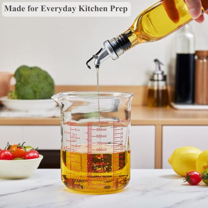 Ackers BORO3.3 Borosilicate Glass Measuring Cup with V-Spout, 1000 ml - size: 4Cup,1000ML