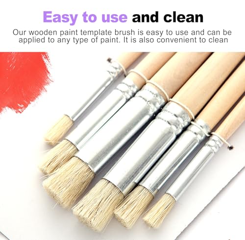 6 Pcs Stencil Brushes Set, Natural Bristle Dome Paint Brush for Wall Stenciling, Floor Stencils, DIY Craft, Acrylic Oil Watercolor Painting
