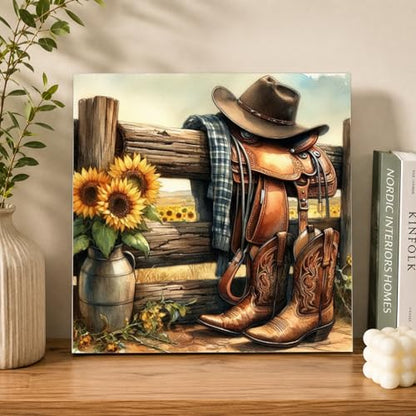 AUKELHJ Framed Paint by Numbers Kit for Adults, Boot;Sunflower, 10x10 inch - color: 14-Boot
