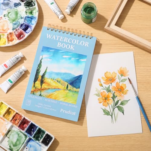 Watercolor Paper Pad 7x10 in, 35 Sheets, 140 Lb Cold Press, Spiral - size: 7x10 Inch