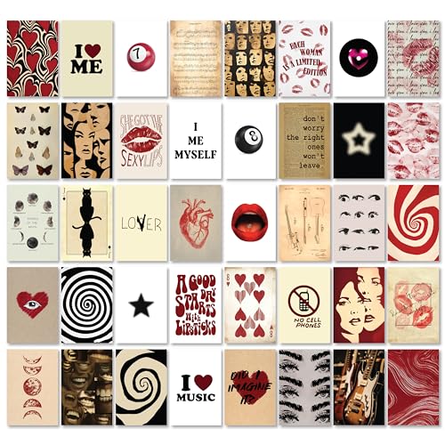97 Decor Downtown Girl Room Decor, 40 Red Y2K Mini Posters, 4x6 - color: Downtown Girl 4x6