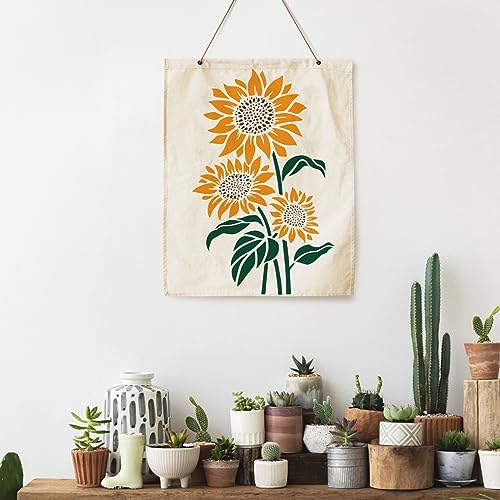 Large Sunflower Stencils Painting on Wood Wall 14.5 X 11 inch Paint for Kids Adult Art Crafts Projects Drawing Reusable Burning Pattern for Canvas Decorating (Sunflower) - style: sunflower
