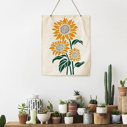 Large Sunflower Stencils Painting on Wood Wall 14.5 X 11 inch Paint for Kids Adult Art Crafts Projects Drawing Reusable Burning Pattern for Canvas Decorating (Sunflower) - style: sunflower