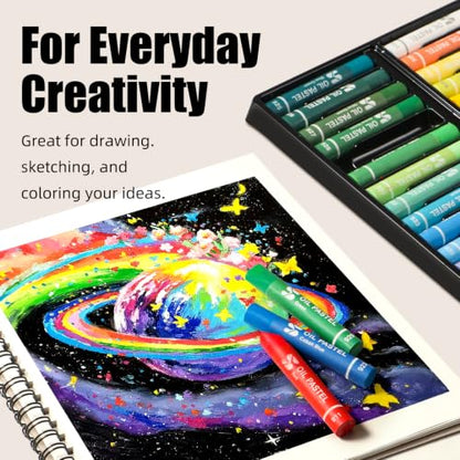 Oil Pastels 48 Colors + 4 White – Soft, Blendable, Smooth Drawing Crayons for Artists, Students, and Beginners – Ideal for Sketching, Layering, and Mixed Media Art – Great Gift Set