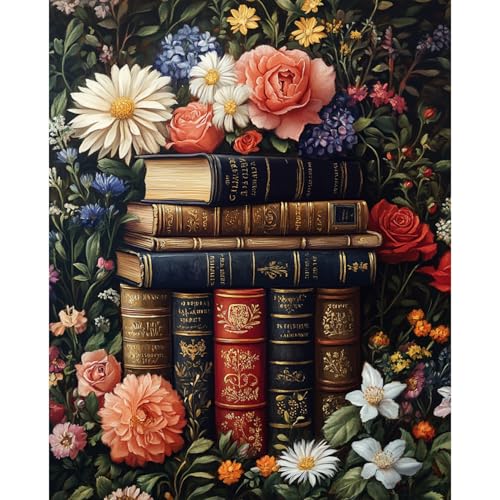 obterie Book Paint by Numbers Kit for Adults Beginner Flowers Oil Painting Kit Adult Paint by Number Kits on Canvas DIY Painting for Beginners Art by Numbers for Gifts Home Wall Decor 16x20 Inch - color: YF034