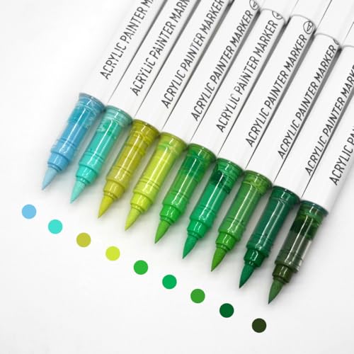 Water Based Acrylic Paint Markers, 9 Colors Paint Pen Set - color: Forest Green