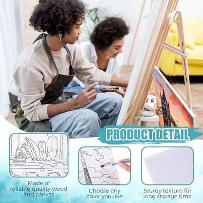 Sherr 96 Pcs 12 Sets Pre Drawn Canvas Kit for Painting Craft Sip and Paint Kit for Adults Pre Printed Canvas Painting Favor for DIY Birthday Gifts Adult's Date Party, 8 x 10 Inches (City) - style: City
