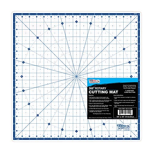 U.S. Art Supply 18"x18" Self-Healing Cutting Mat 7-Ply - Rotary White/Blue | Craft Mat, Non-Slip Cutting Mats for Crafts, Sewing, Quilting, Scrapbooking - size: 18" x 18"