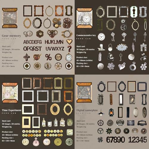 Vilikya 120pcs Steampunk Junk Journal Supplies, Small Vintage Scrapbook Materials Paper for Journaling Kit, Scrapbooking Ephemera, Punk Collage Cards for Dark Academia Home Room Decor