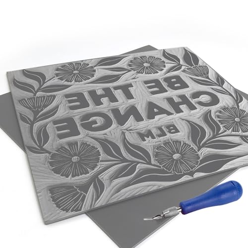 2Pcs 12x12 Soft Linoleum Carving Block, Linocut Block for Printmaking, Gray | Engraving Art Project, Printmaking Artist Studio Supplies - color: Gray, size: 12'' x 12'' 2 Pack