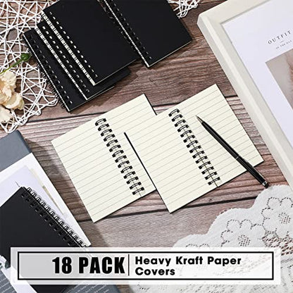 Jutom 18 Pcs Small Spiral Notebook Memo Pad 3x5, Black - color: Black
