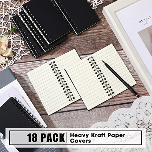 Jutom 18 Pcs Small Spiral Notebook Memo Pad 3x5, Black - color: Black