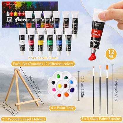 Cholemy 36 Pcs Paint and Sip Kit Gift for Adults 8''x10'',Flowers Woman | Pre Drawn Canvas, Painting DIY Afro Acrylic Painting Kit, Wood Easel Brushes, Date Night Bulk, Summer Halloween Party - style: Flowers Woman