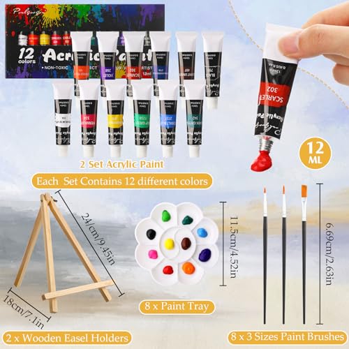 Cholemy 36 Pcs Paint and Sip Kit Gift for Adults 8''x10'',Flowers Woman | Pre Drawn Canvas, Painting DIY Afro Acrylic Painting Kit, Wood Easel Brushes, Date Night Bulk, Summer Halloween Party - style: Flowers Woman