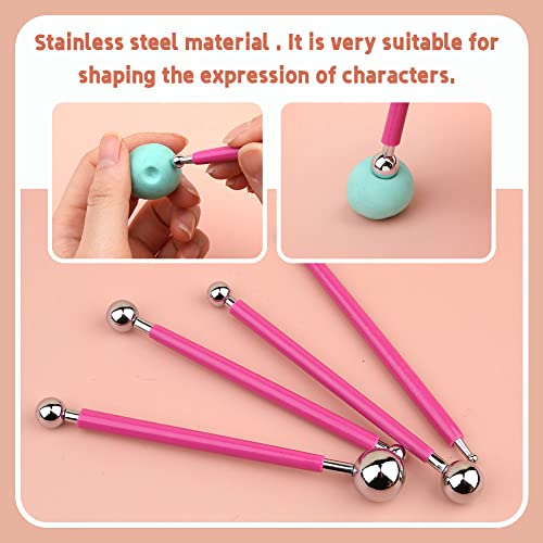 LOKUNN 14 PCS Dotting Tools Ball Styluses Dotting Tools for Painting | Embossing Tools, Ball End Dot Art Tools, Dot Painting Tools, Pottery Clay Modeling Embossing Nail Art Mandala Tools - size: 14 PCS PINK