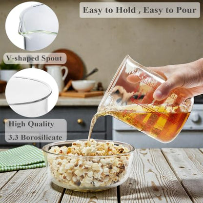 Ackers BORO3.3 Borosilicate Glass Measuring Cup with V-Spout, 1000 ml - size: 4Cup,1000ML