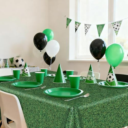Kochorie 2 Pieces Green Grass Field Plastic Tablecloth 54 x 108 Inches Disposable Grass Print Table Covers for Sports Theme Game Day Birthday Parties Decorations - style: Green Grass
