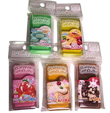 Scented Kneaded Eraser, Set of 5 (Pineapple, Chocolate, Strawberry, Vanilla, Cantaloupe Melon)