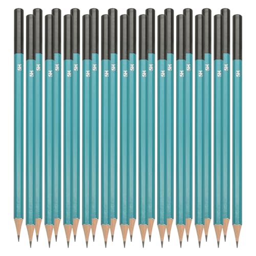 PATIKIL 5H Drawing Pencils, 24PCS Sketch Pencils for Drawing, Art, Graphite Wood Pre-sharpened, Hexagonal, Black Refill, Green/Black Pole - style: 5H