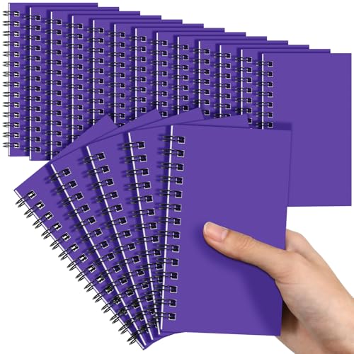 Jutom 18 Pcs Small Spiral Notebook Memo Pad 3x5, Dark Purple - color: Dark Purple