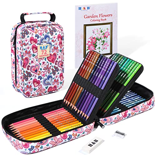 H & B 72 Colored Soft-core Coloring Pencils Set, Carry a Portable Storage Drawing Bag, Coloring and Art Supplies Gift for Artists Adult Children Beginners - style: 72Count (Pack of 1)