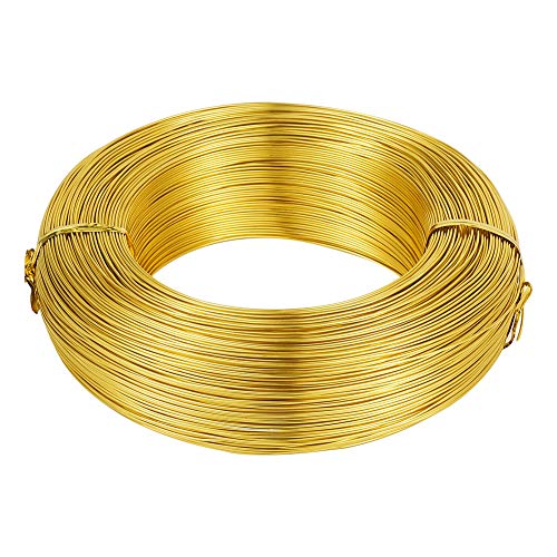 PandaHall 984 Feet Aluminum Wire 20 Gauge Flexible Metal Craft Wire for DIY Manual Arts Jewelry Making(Gold)