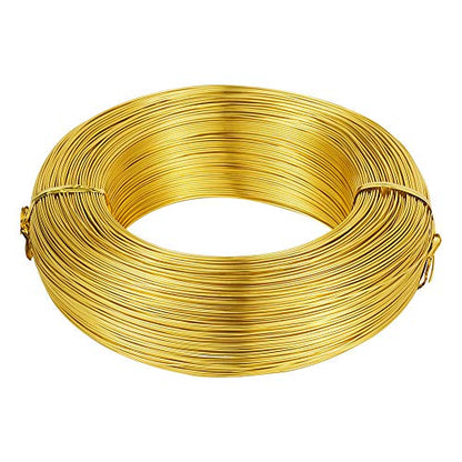 PandaHall 984 Feet Aluminum Wire 20 Gauge Flexible Metal Craft Wire for DIY Manual Arts Jewelry Making(Gold)
