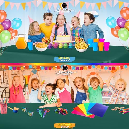 Grandipity Plastic Table Cloth Disposable 12 Pack 54” x 108” Rectangle | Dark Green Plastic table covers, durable disposable tablecloths, fade and tear-resistent table cover for party, event - color: Dark Green, size: 54in. x 108in. Rectangle